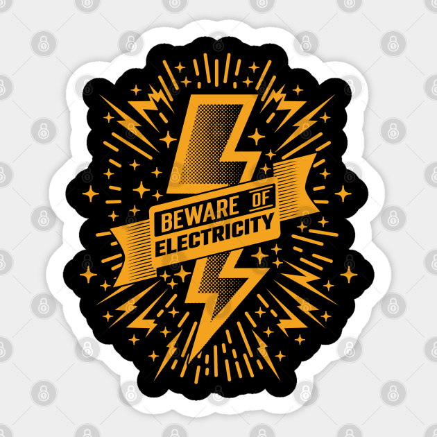 Beware Of Electricity Retro Vintage v4 Sticker by Emma